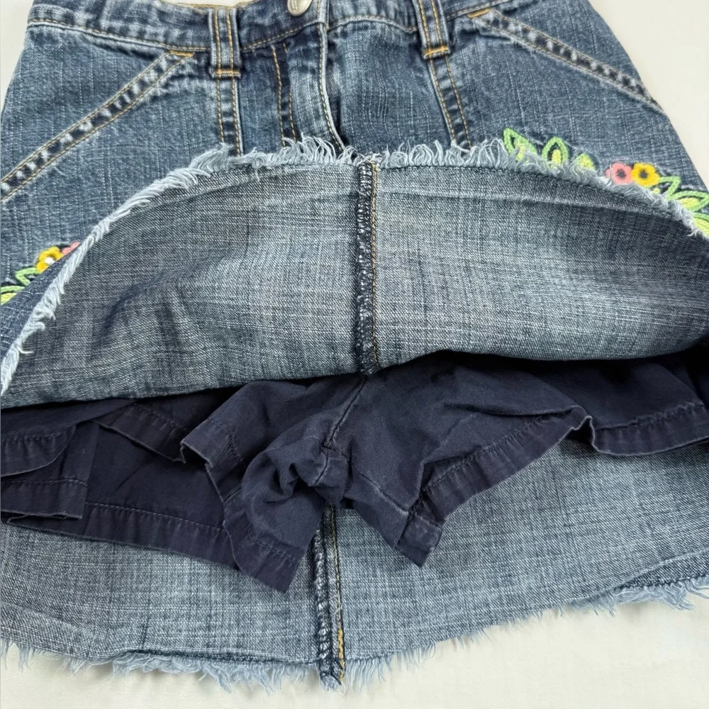 GYMBOREE VINTAGE Girls’ Y2K-Inspired Embroidered Floral Denim Mini Skort Size‎ 7
